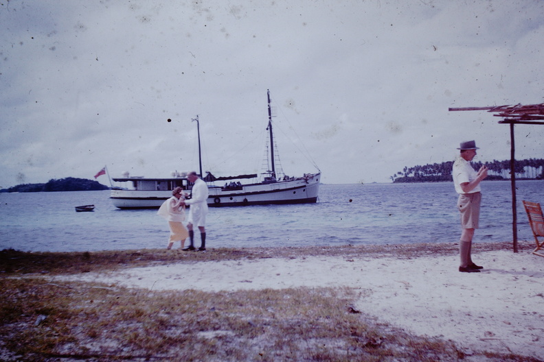 1961 July - Mr Cole, Mr Siddons, Mrs Walton Butele Island.JPG